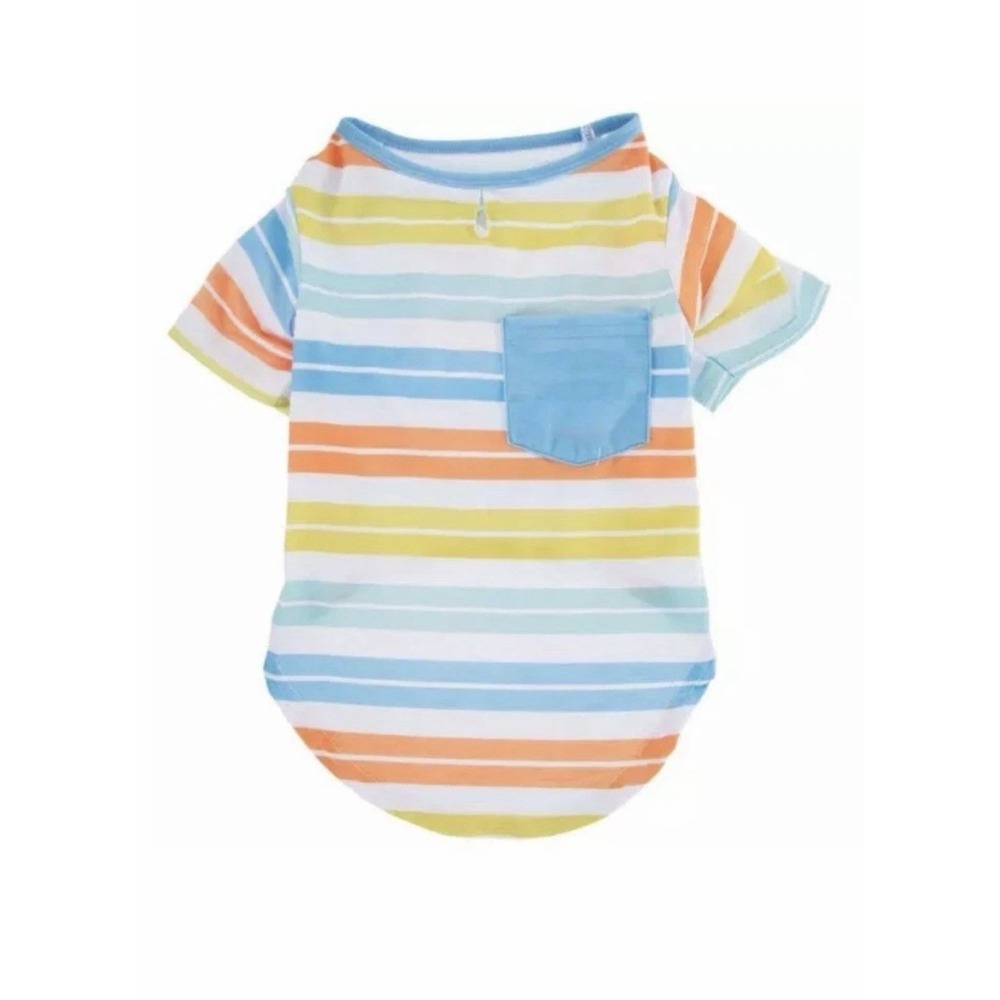 Dog Striped T-shirt w/ Pocket Small